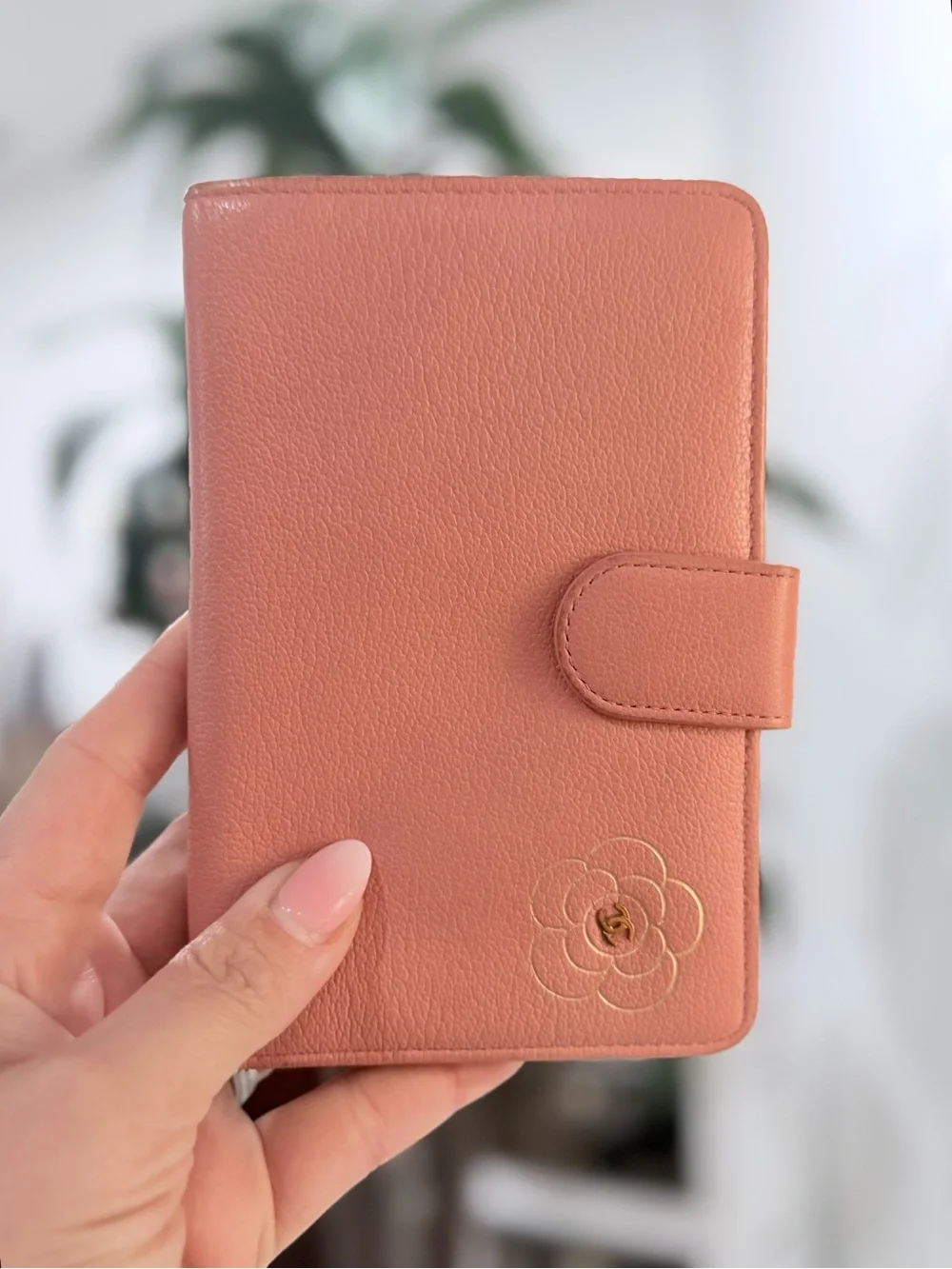 CHANEL Camellia L-Zip Pocket Wallet Pink Lambskin Gold Hardware + Dust Bag